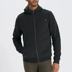 Vuori Men's Seaside Zip Up Hoodie in Black Organic Cotton Blend Size Small